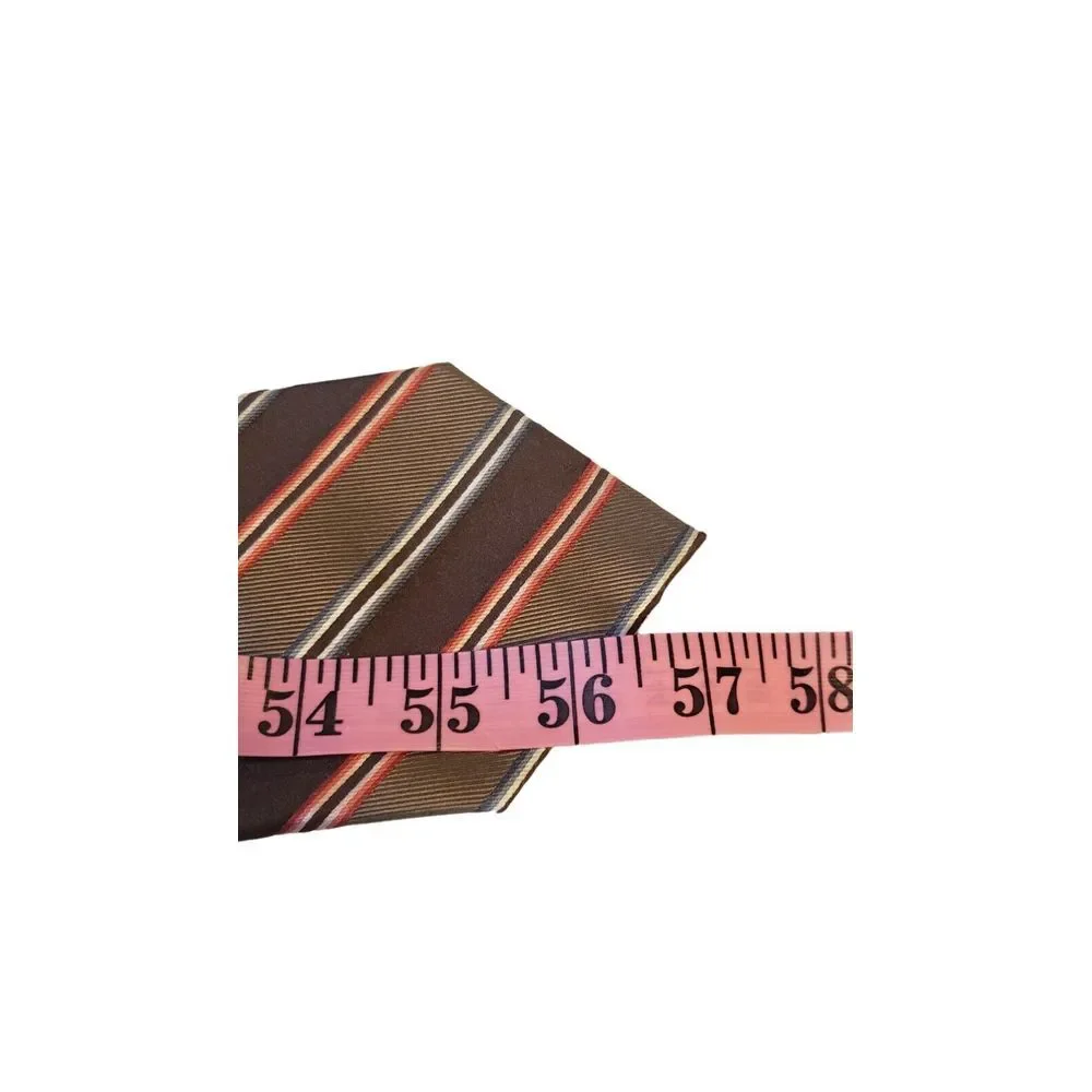 Liz Clairborne Mens Colorful Striped‎ Brown Pattern Silk Business Necktie